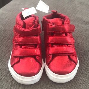 Baby Gap girls shiny red high top sneakers, size 8